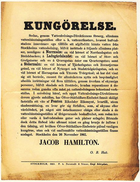 1861 Announcement by Jakob Hamilton